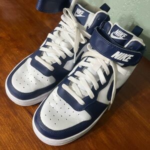 Nike Blue and White High-Top Sneakers